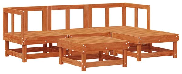 VidaXL Kerti lounge szett 5 pcs Viaszbarna Tömör fenyő