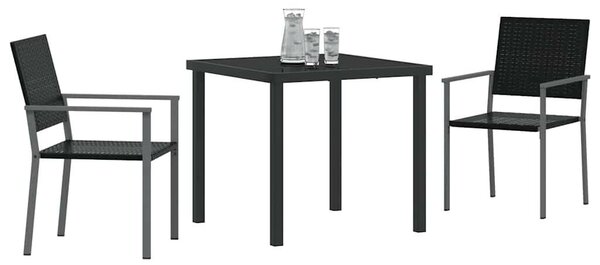 Kert étkező szett 3 pcs Fekete PE Rattan