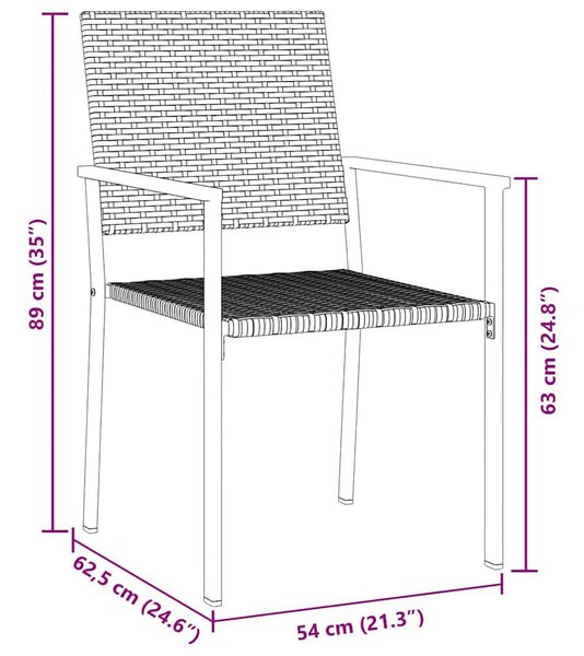Kert étkező szett 3 pcs Fekete PE Rattan