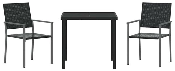 Kert étkező szett 3 pcs Fekete PE Rattan
