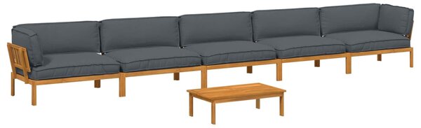 VidaXL Kanapé Szett párnával Egyszínű 6 pcs Antracit Tömör Akácfa