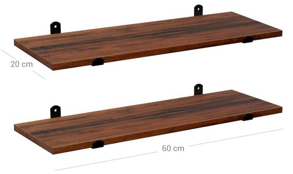 SONGMICS Retro Fali Polc Szett Barna-Fekete MDF 60 cm