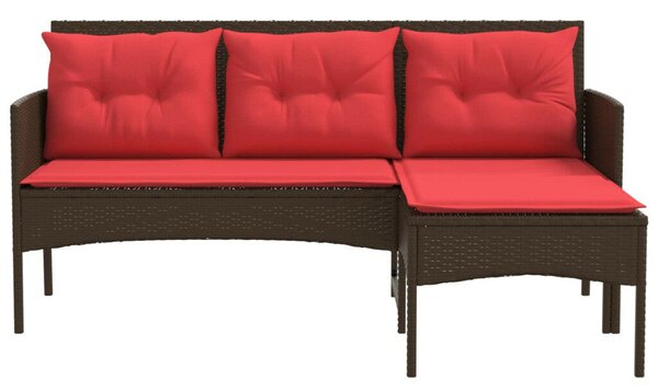Kerti Kanapé Szett párnával 2 pcs Barna és Piros polirattan