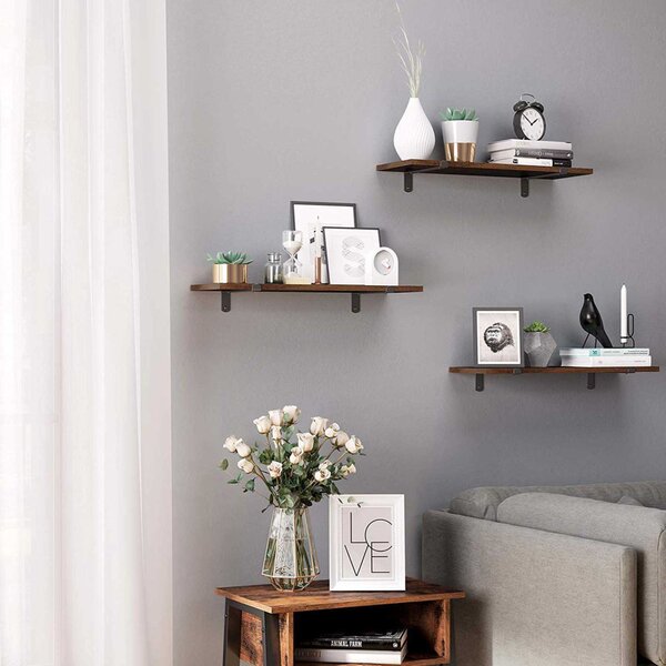 SONGMICS Retro Fali Polc Szett Barna-Fekete MDF 60 cm