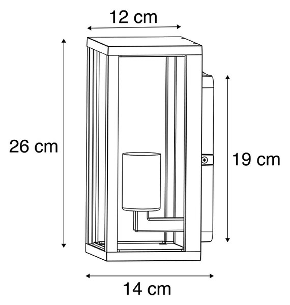 Okos fali lámpa fekete 26 cm IP44 WiFi-vel, ST64 - Charlois