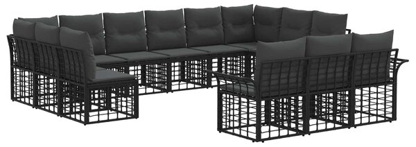 VidaXL Kültéri kanapé szett 13 pcs Fekete és Sötétszürke Poliészter