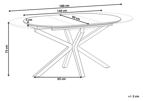 Kihúzható étkezőasztal MACQUARIE Barna 140/180 cm 90 cm