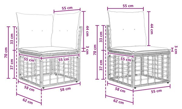 Kültéri kanapé szett párnával 7 pcs Fekete Poliészter