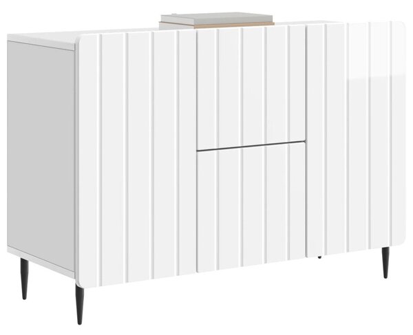 Széf fiókkal Magasfényű Fehér 89 x 34,5 x 62 cm Szerelt Fa