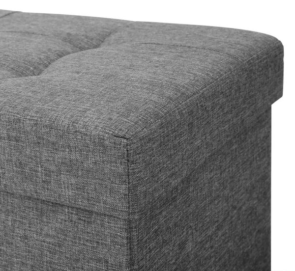 SONGMICS Chesterfield Tárolópad Sötétszürke Len Ülőke Fa Lábakkal