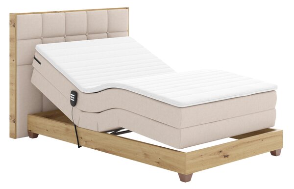 KONDELA Elektromos állítható ágy, boxspring, bézs/artisan tölgy, 120x200, TIANA