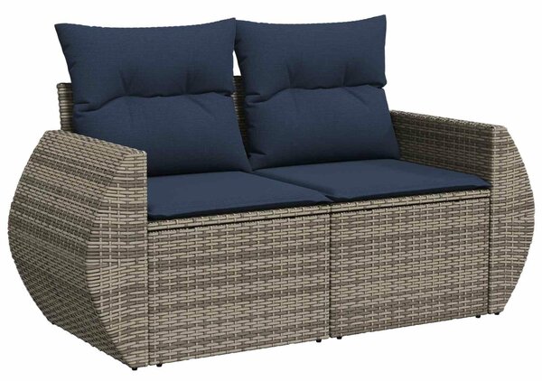 VidaXL Kanapé Szett 6 db Szürke és sötétkék Poli rattan és acél