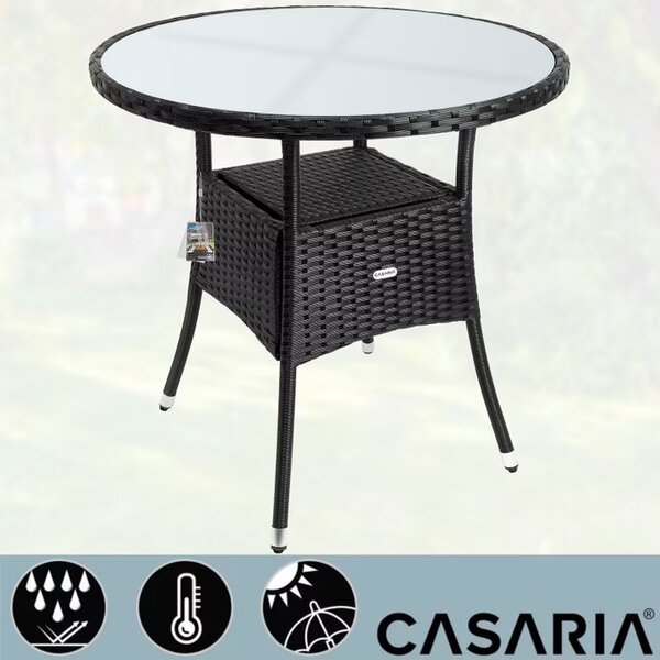 Deuba Rattan asztal Ø 80 cm - fekete