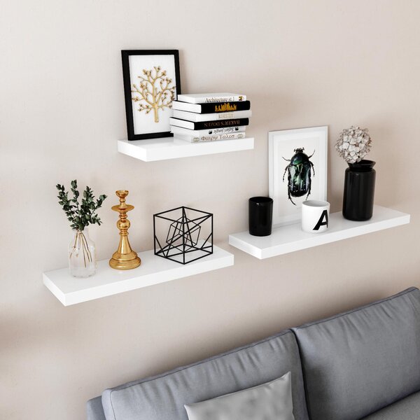 VASAGLE Lebegő Fali Polc MDF Fehér 40 cm