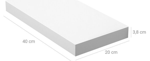 VASAGLE Lebegő Fali Polc MDF Fehér 40 cm