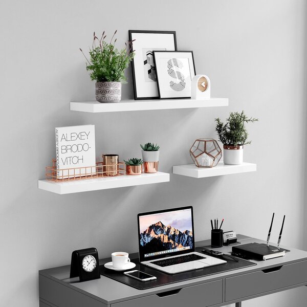 VASAGLE Lebegő Fali Polc MDF Fehér 40 cm