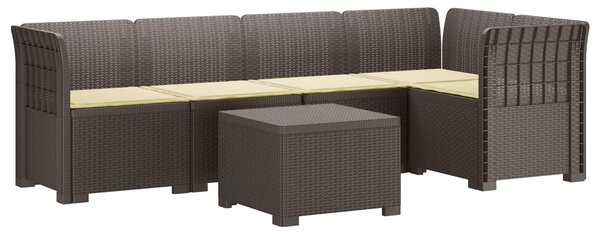 VidaXL 5-Személyes Kerti Kanapé Párnákkal Rattan Hatású PP
