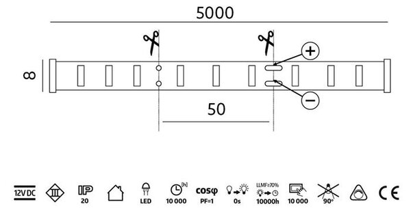 LED szalag 300x2835LED, zöld, IP20, TRAMO 24W/5m