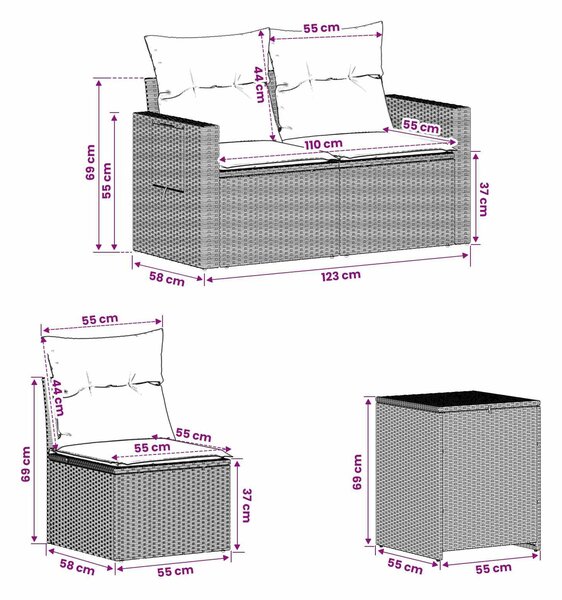 VidaXL Kanapé Szett 7 pcs Világosszürke és Sötétszürke