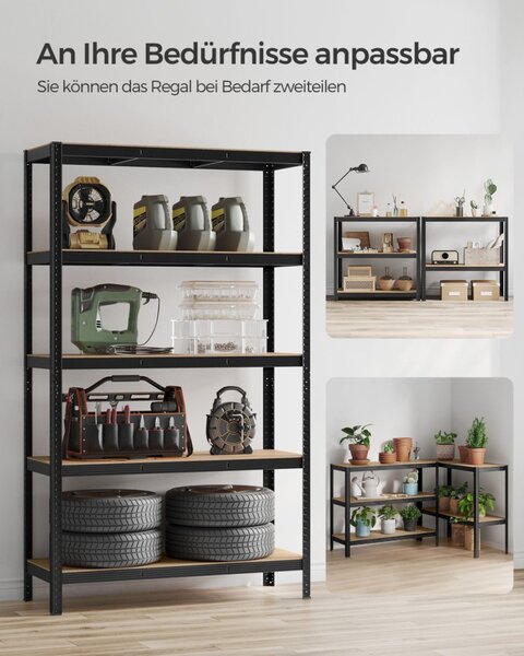 SONGMICS Nagy Teherbírású Acél Polcrendszer 875 kg Fekete