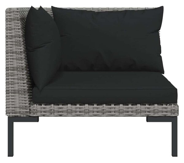 Polyrattan Kerti Bútorszett - 7 részes - Sötétszürke
