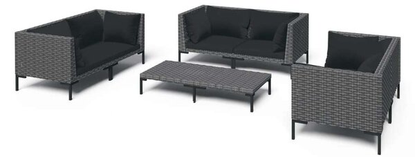 VidaXL 7 részes sötétszürke polyrattan kerti bútorszett párnákkal