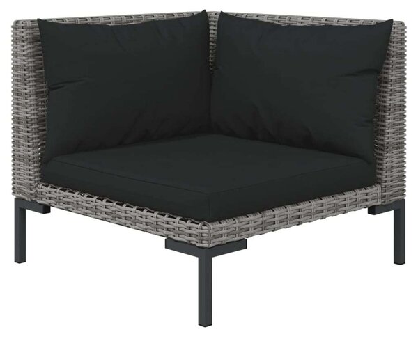 Polyrattan Kerti Bútorszett - 7 részes - Sötétszürke