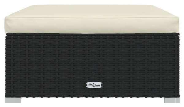 4 részes fekete polyrattan kerti bútorszett párnákkal