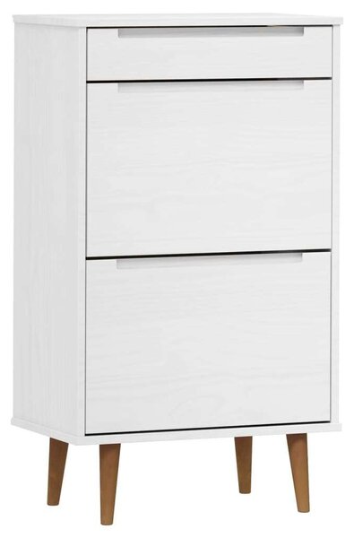 VidaXL Fehér Fenyőfa Cipőtartó Szekrény - 3 Fiókos - 59,5x35x103 cm