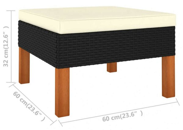 VidaXL 7 részes fekete polyrattan kerti ülőgarnitúra párnákkal