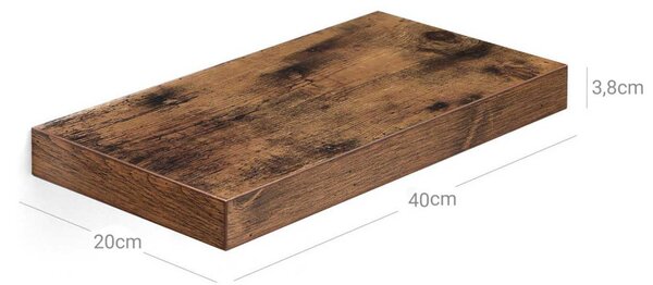 VASAGLE lebegő fali polc MDF rusztikus barna 40 cm