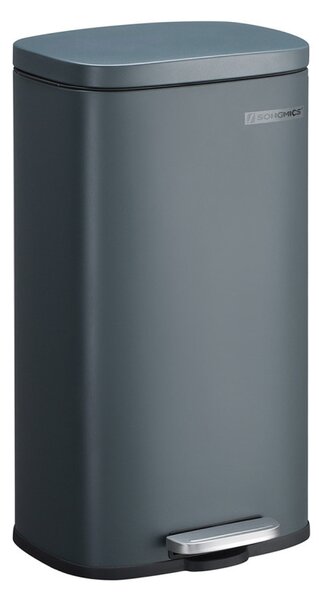 SONGMICS Pedálos Szemeteskuka 30L Füstszürke Acél Soft-Close