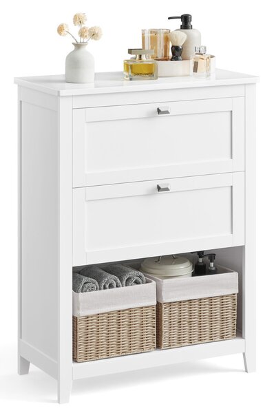 VASAGLE Fürdőszobai Tároló Szekrény 2 Fiókkal és 2 Kosárral MDF Felhőfehér 30 x 60 x 80 cm