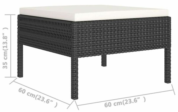 Polyrattan Kerti Ülőgarnitúra - 5 részes - Fekete