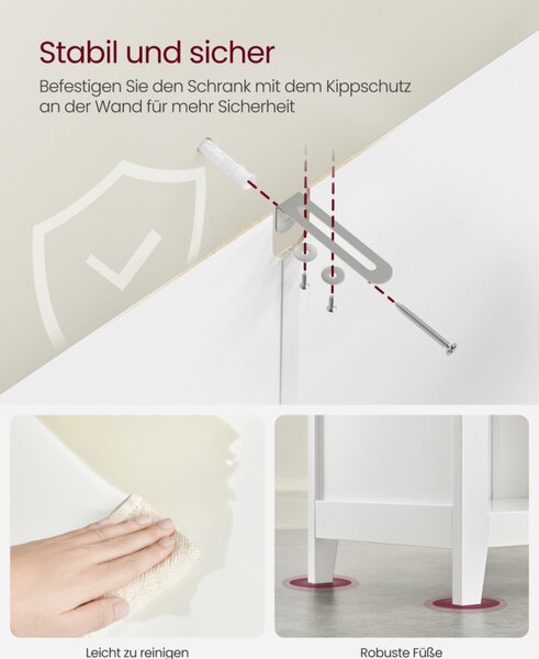 VASAGLE Fürdőszobai Tároló Szekrény 2 Fiókkal és 2 Kosárral MDF Felhőfehér 30 x 60 x 80 cm