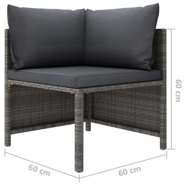 Polyrattan Kerti Ülőgarnitúra - 6 részes - Szürke