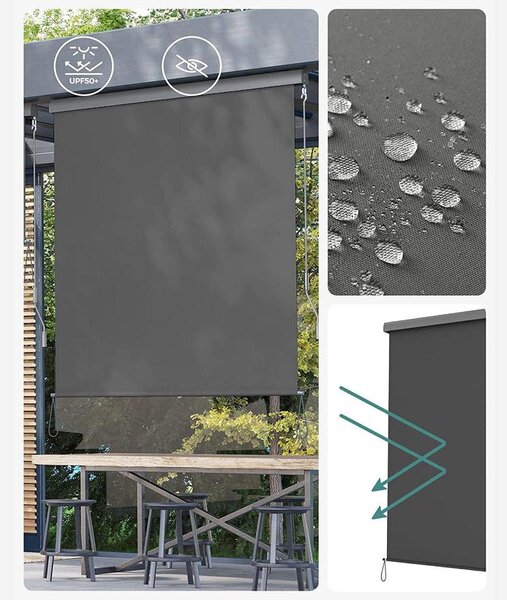 Függőleges napellenző vízálló 1,4 m x 2,5 m, szürke