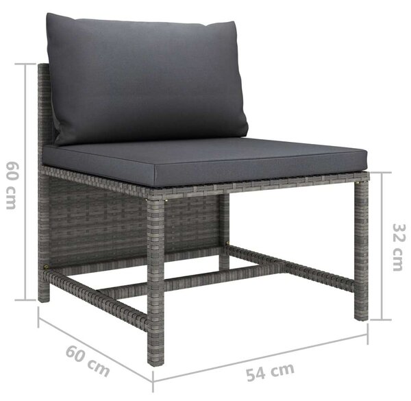 Polyrattan Kerti Ülőgarnitúra - 6 részes - Szürke