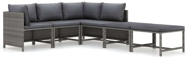 Polyrattan Kerti Ülőgarnitúra - 6 részes - Szürke