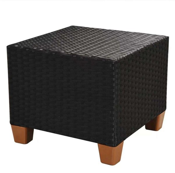 7-részes fekete polyrattan kerti bútorszett párnákkal