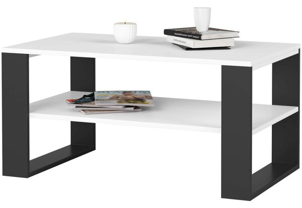 AKORD Alex Dohányzóasztal Laminált Fehér-Fekete Modern