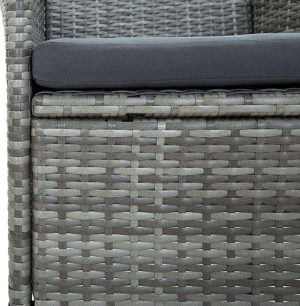 Polyrattan Kültéri Étkezőgarnitúra - Szürke - 9 részes