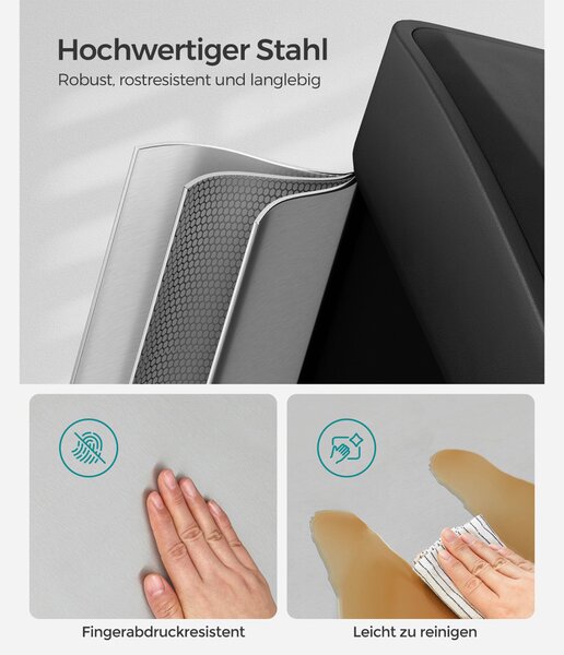 SONGMICS 3-Rekeszes Pedálos Szelektív Hulladékgyűjtő Rozsdamentes Acél Ezüst