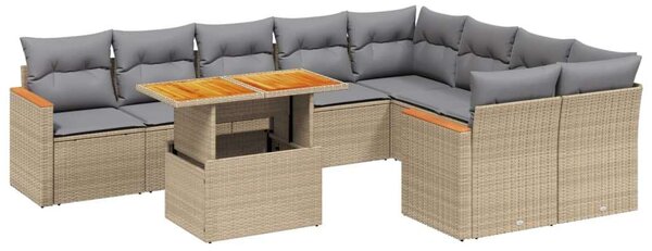 VidaXL Polyrattan Kerti Ülőgarnitúra - 10 részes - Bézs