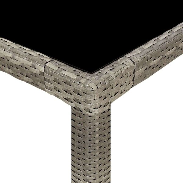 Polyrattan Kültéri Étkezőgarnitúra - Szürke - 9 részes