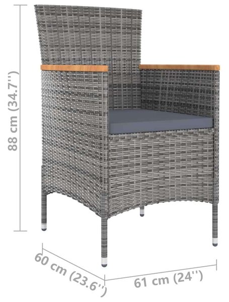 Polyrattan Kültéri Étkezőgarnitúra - Szürke - 9 részes