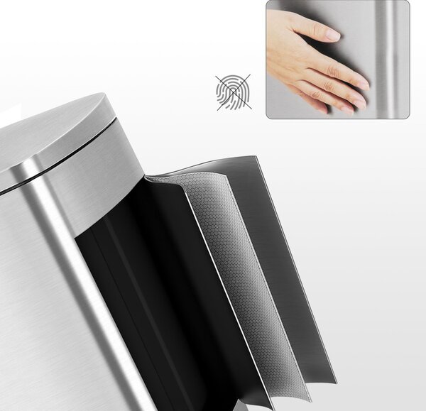 SONGMICS Premium 50L Pedálos Szemetes Rozsdamentes Acél Ezüst