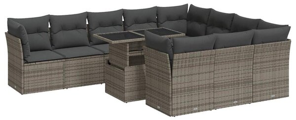 VidaXL Polyrattan Kerti Ülőgarnitúra - 11 részes - Szürke