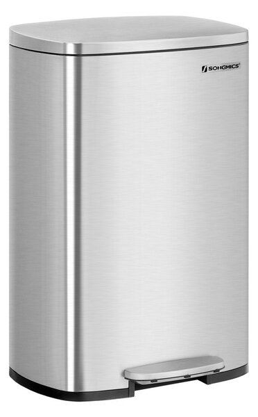 SONGMICS Premium 50L Pedálos Szemetes Rozsdamentes Acél Ezüst