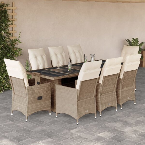 VidaXL Polyrattan Kerti Bútor - 9 részes Bisztrókészlet - Bézs